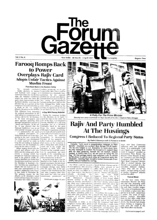 The Forum Gazette Vol. 2 No. 6 March 20-April 4, 1987